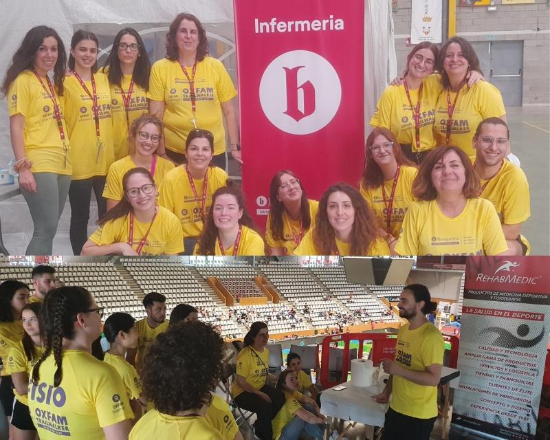 Estudiants d'Infermeria i de Fisioteràpia com a voluntaris a la Trailwalk Girona, la caminada solidària organitzada per Oxfam Intermon.