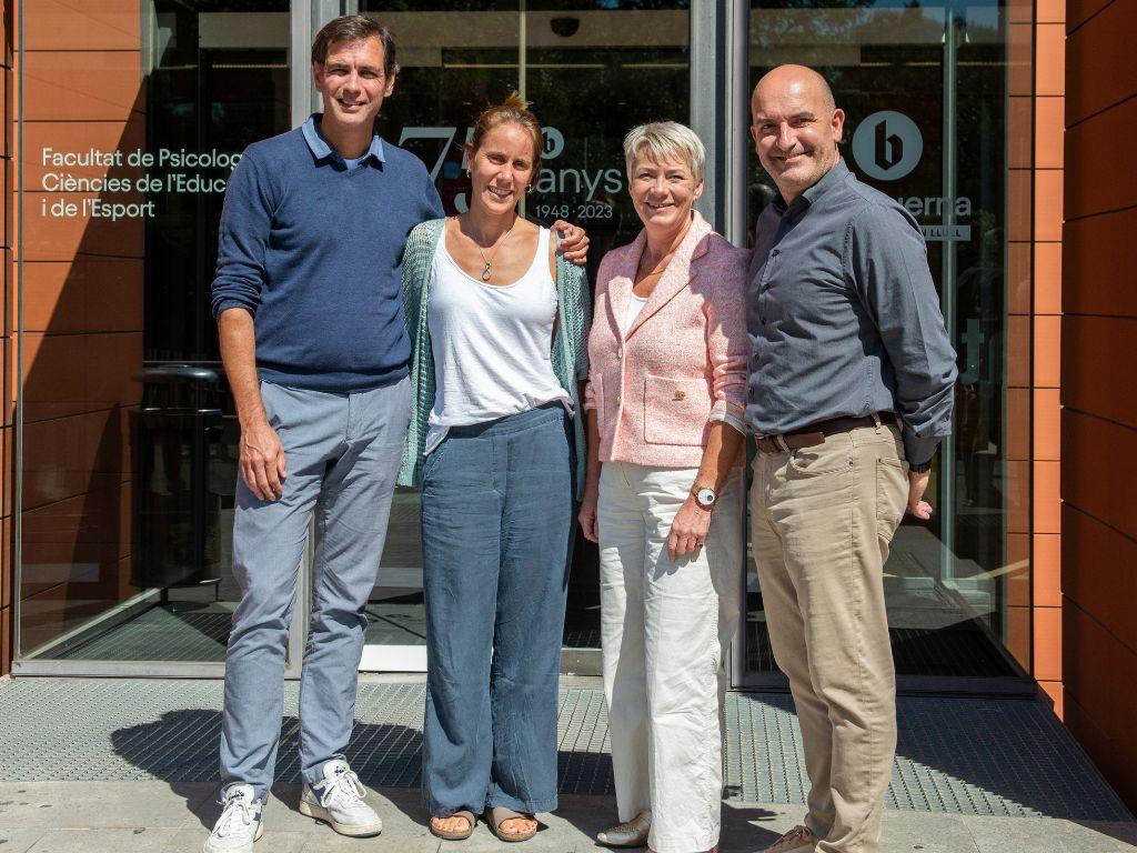 Martijn Gregoire, de la Utrecht University of Applied Sciences, Verònica Riera, directora del grau en Gestió Esportiva, Jelly Offreins, cap de relacions internacionals de la universitat holandesa i Marc Llinàs, cap de Relacions Internacionals