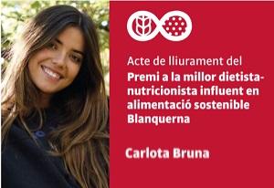 Carlota Bruna, Premi Blanquerna Salut a la millor dietista-nutricionista influent en alimentació sostenible