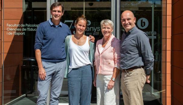 Martijn Gregoire, de la Utrecht University of Applied Sciences, Verònica Riera, directora del grau en Gestió Esportiva, Jelly Offreins, cap de relacions internacionals de la universitat holandesa i Marc Llinàs, cap de Relacions Internacionals