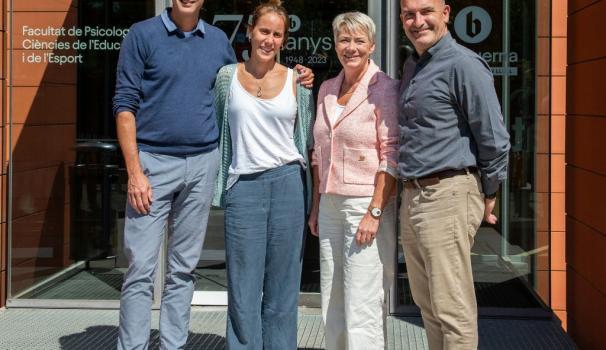 Martijn Gregoire, de la Utrecht University of Applied Sciences, Verònica Riera, directora del grau en Gestió Esportiva, Jelly Offreins, cap de relacions internacionals de la universitat holandesa i Marc Llinàs, cap de Relacions Internacionals