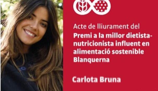 Carlota Bruna, Premi Blanquerna Salut a la millor dietista-nutricionista influent en alimentació sostenible